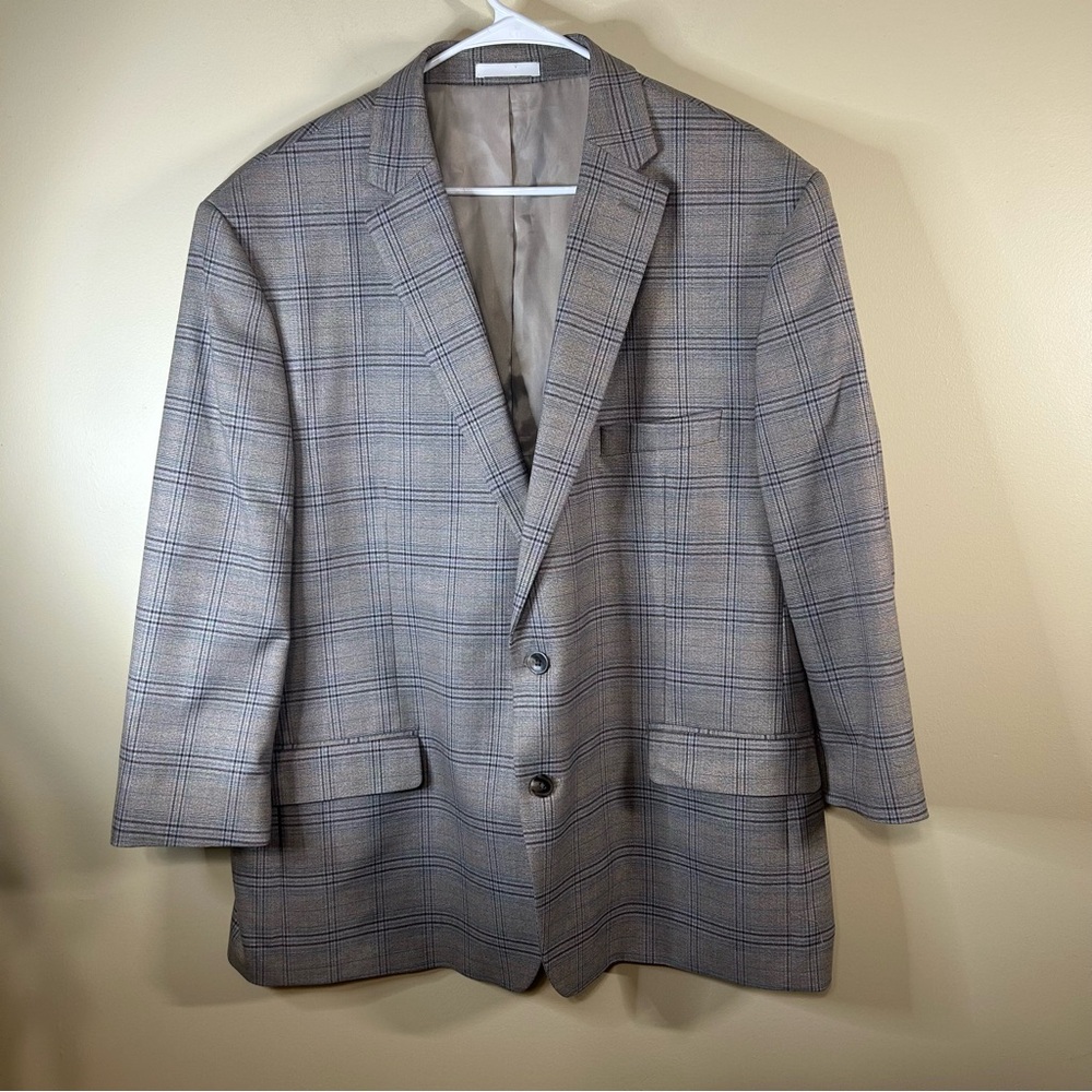 Izod Men's Plaid Blazer - Gray and Blue